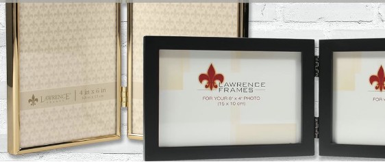 Lawrence hinged frames — dual photo displays that fold and stand neatly